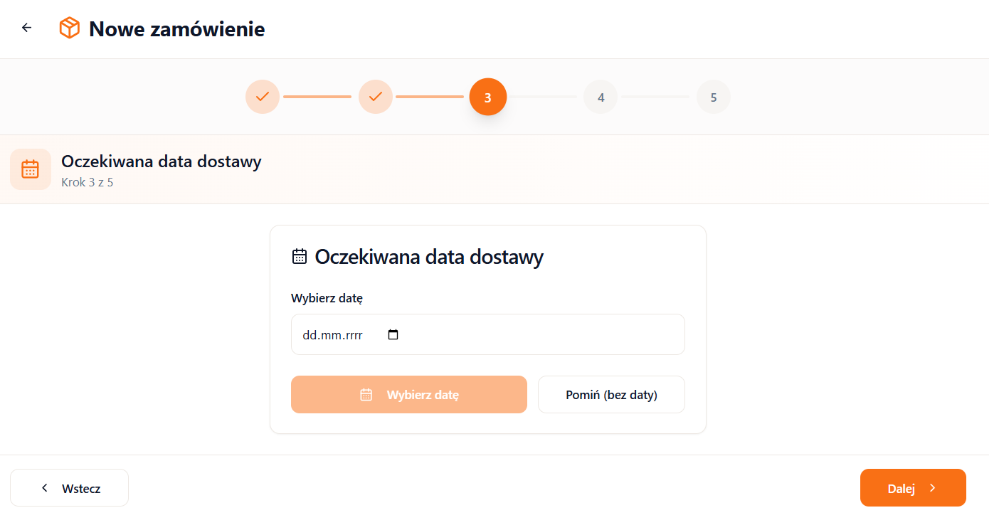 Wybór daty dostawy
