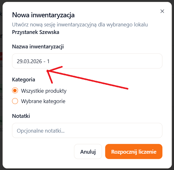 Nazwa i data inwentaryzacji